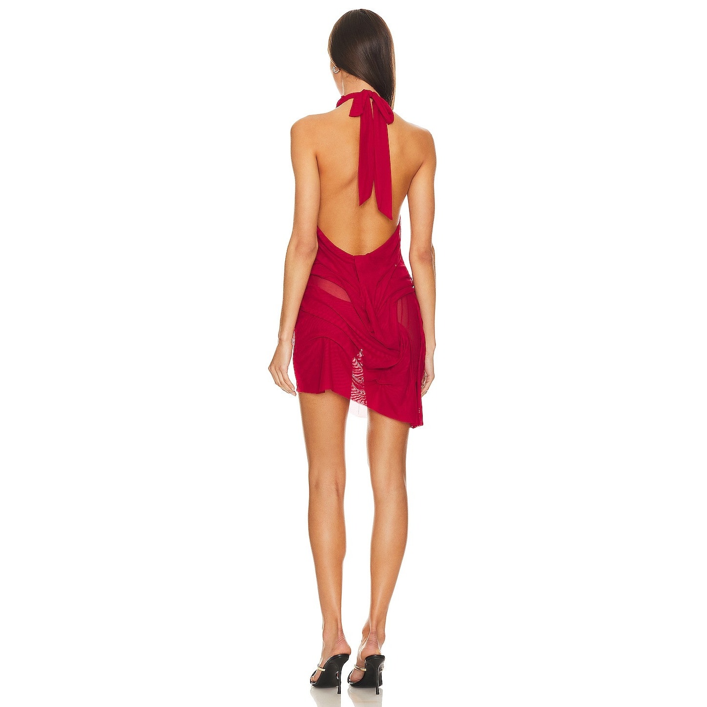 Di Petsa Wetlook Mini Dress Halter Mesh Ruched Party Statement Couture Nye Xs — image 3 of 8